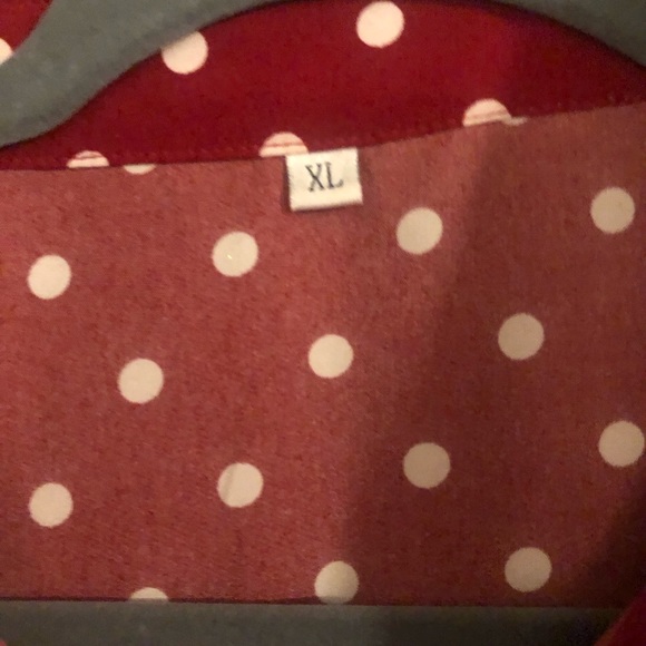 Red/White Polka Dot Blouse XL - Picture 3 of 4
